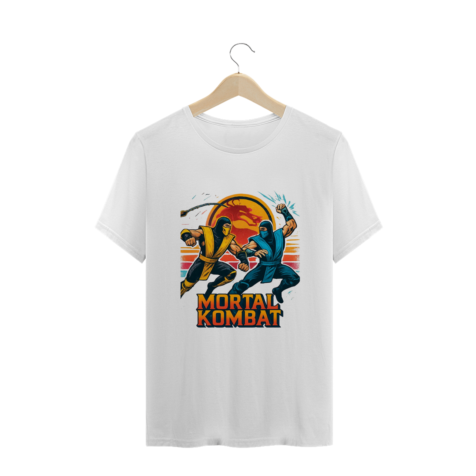 Camiseta jogo Mortal Kombat - combate Scorpions x Sub-Zero