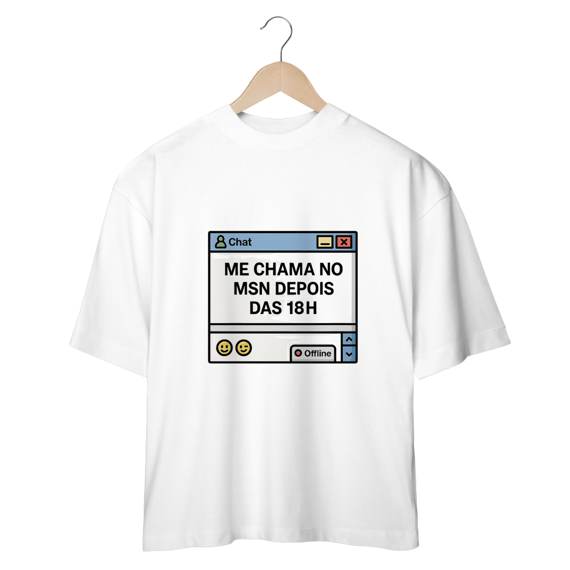 Camiseta Oversized - Janela de chat estilo MSN