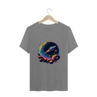 Nome do produto Camiseta Plus Size jogo Asteroids - nave controlada pelo jogador navegando