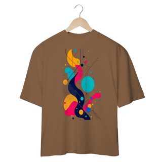 Nome do produto Camiseta com design gráfico de círculos e linhas