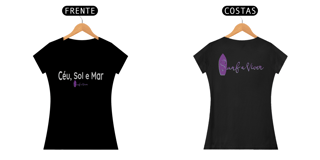 Nome do produto Camiseta feminina Céu, Sol e Mar.
