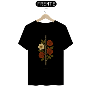 Nome do produto T-shirt Classic Unissex Flauta Transversal Floral Vintage