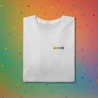 Nome do produto Camiseta  AMOR - Coleção Orgulho (estampa lateral)