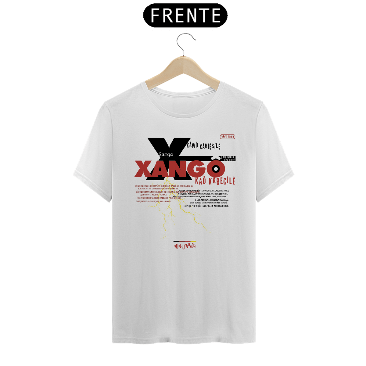 Nome do produto: Camiseta branca XANGÔ - Oração 