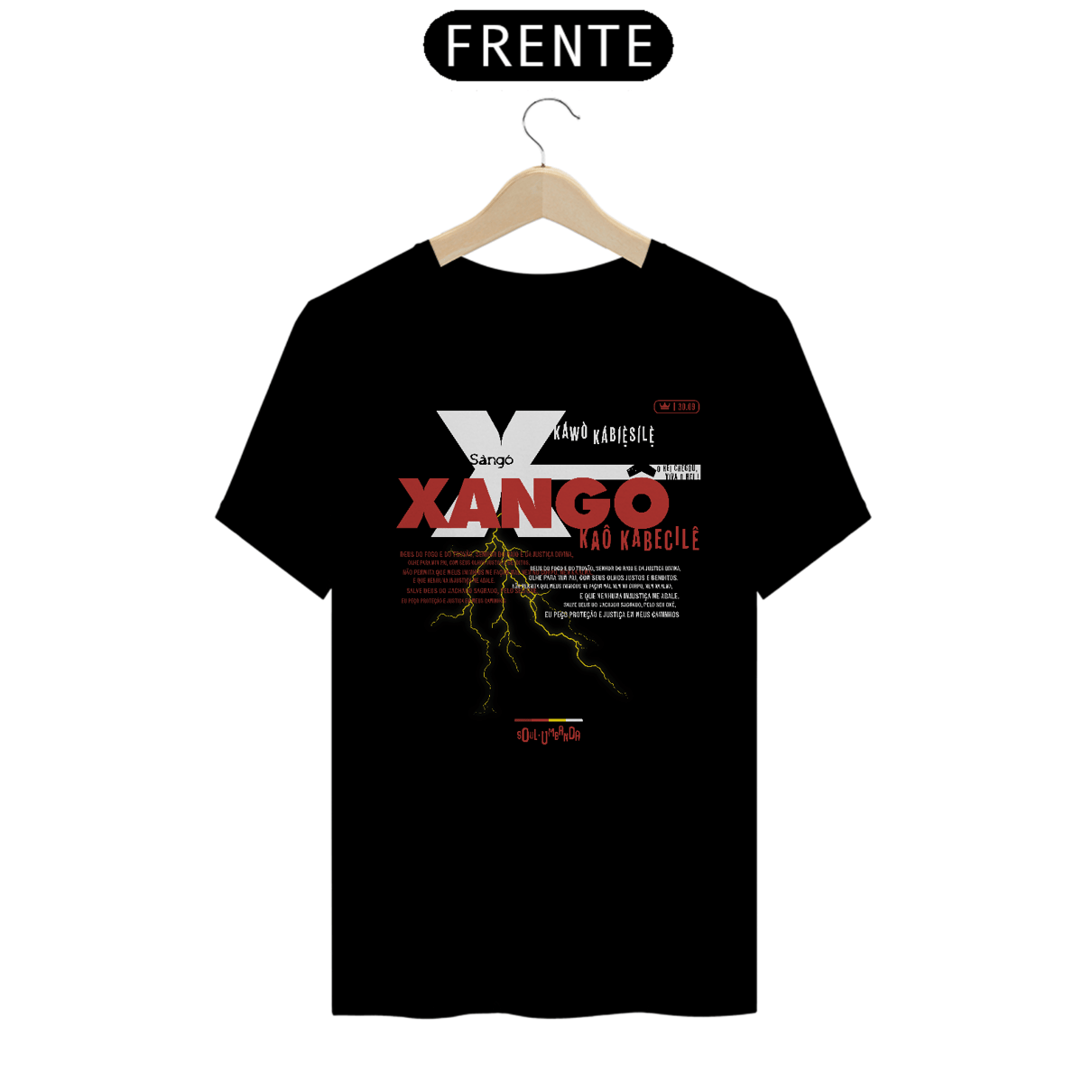 Nome do produto: Camiseta preta XANGÔ - Oração