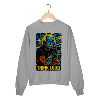 Nome do produto Moletom Prime Unissex Think Loud – Einstein Tatuado com Estética Underground | OxVibe Streetwear