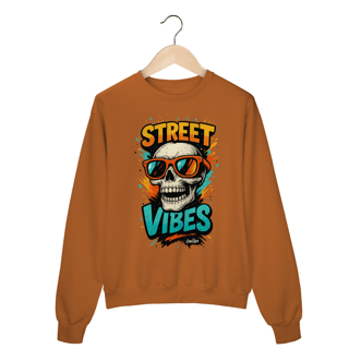 Nome do produto Moletom Prime Street Vibes –  Unissex com Estampa de Caveira Colorida | OxVibe Streetwear