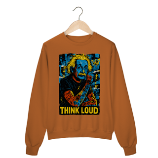 Nome do produto Moletom Prime Unissex Think Loud – Einstein Tatuado com Estética Underground | OxVibe Streetwear