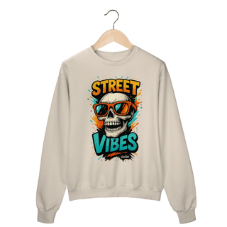 Nome do produto Moletom Prime Street Vibes –  Unissex com Estampa de Caveira Colorida | OxVibe Streetwear