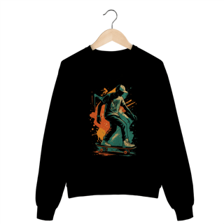 Nome do produto Moletom Skatetista OxVibe – Streetwear Unissex Preto com Estampa de Skate