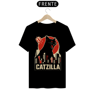 Nome do produto Camiseta CATZILLA – T-Shirt Quality Unissex com Estampa de Gato Monstro Urbano | OxVibe