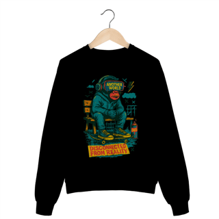 Nome do produto Moletom Prime Unissex Disconnected from Reality – Estampa com Macaco e Crítica Urbana | OxVibe Streetwear