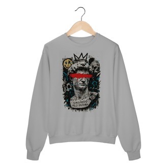 Nome do produto Moletom Prime Censurado Pelo Sistema – Estampa Intervenção Street Rebelde | OxVibe Streetwear