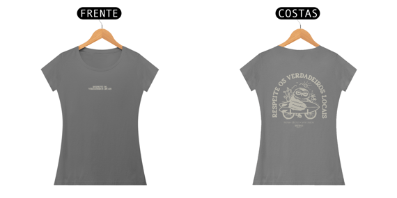 Camiseta Babylook Estonada - Respeite os Verdadeiros Locais - Creme