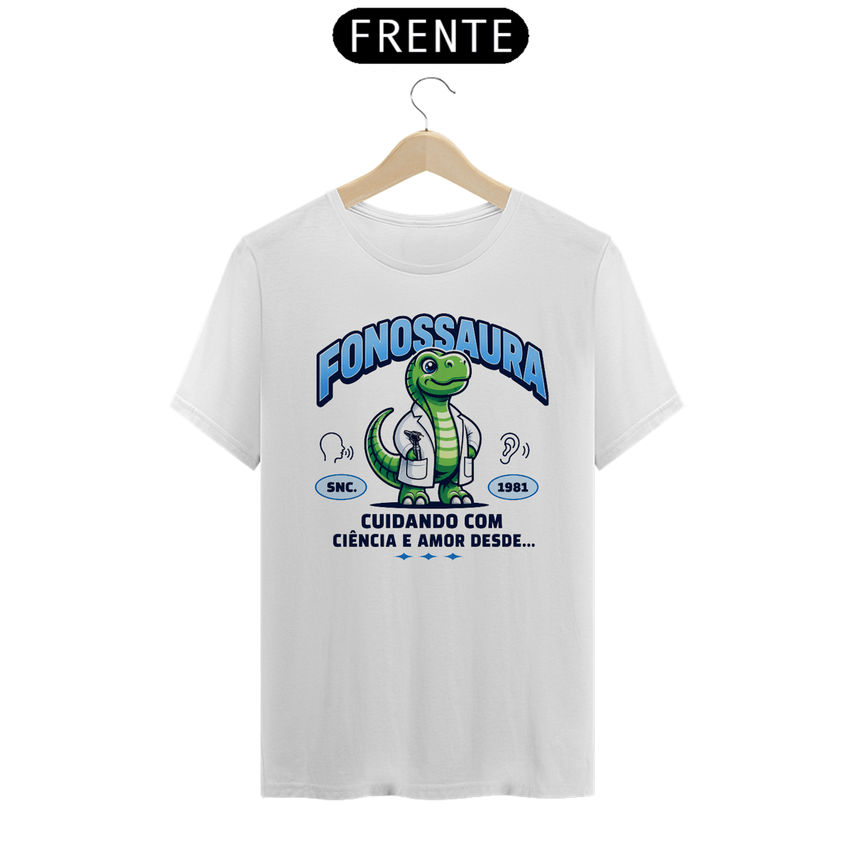 Nome do produto: Camiseta FONOSSAURA - Unissex - Cores Escuras