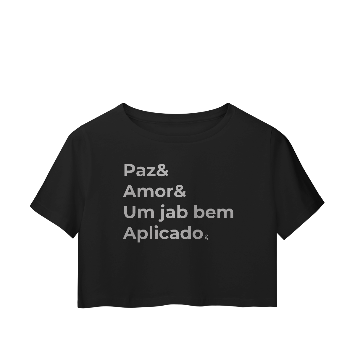 Nome do produto: Cropped – Paz & Amor & um Jab Bem Aplicado
