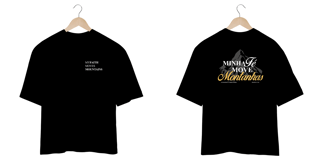 Nome do produtoCamiseta OVERSIZED | Minha fé move montanhas | PRETO