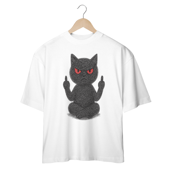 Camiseta Oversized “Gato Preto Pistola”