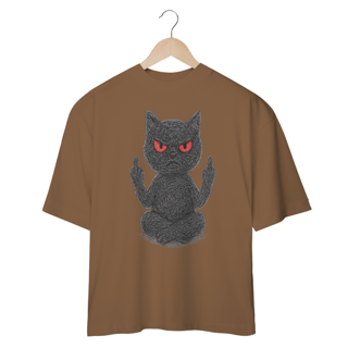 Nome do produto Camiseta Oversized “Gato Preto Pistola”