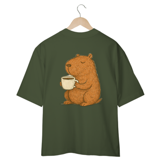 Nome do produto Camiseta Oversized “Capivara do Café”