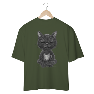 Nome do produto Camiseta Oversized “Gato Preto do Café”