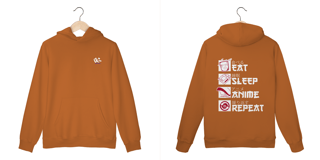 Nome do produtoMoletom Canguru Eat, Sleep, Anime, Repeat.