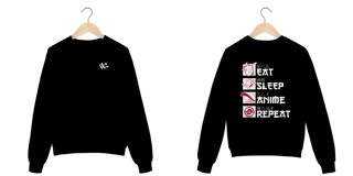 Nome do produtoMoletom Gola Careca Eat, Sleep, Anime, Repeat