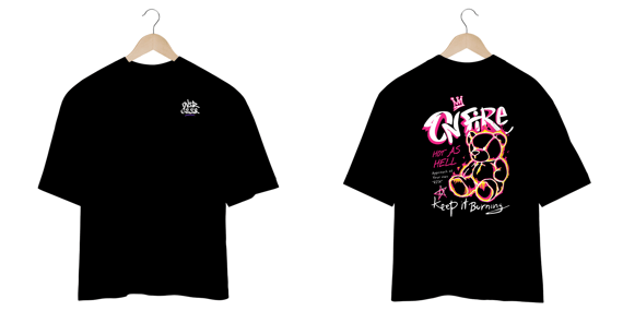 Camisa Oversized  Streetwear - Bear On Fire