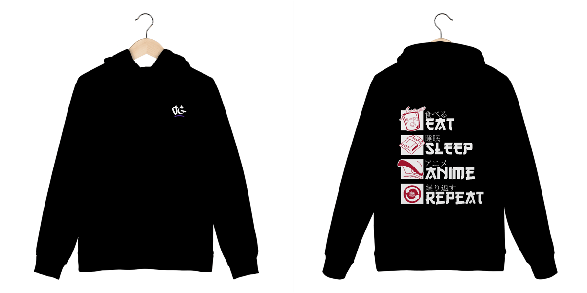 Nome do produto: Moletom Canguru Eat, Sleep, Anime, Repeat.