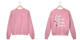 Nome do produtoMoletom Gola Careca Eat, Sleep, Anime, Repeat