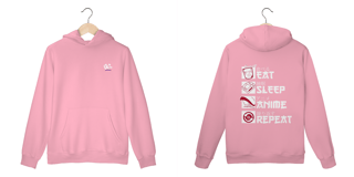 Nome do produtoMoletom Canguru Eat, Sleep, Anime, Repeat.