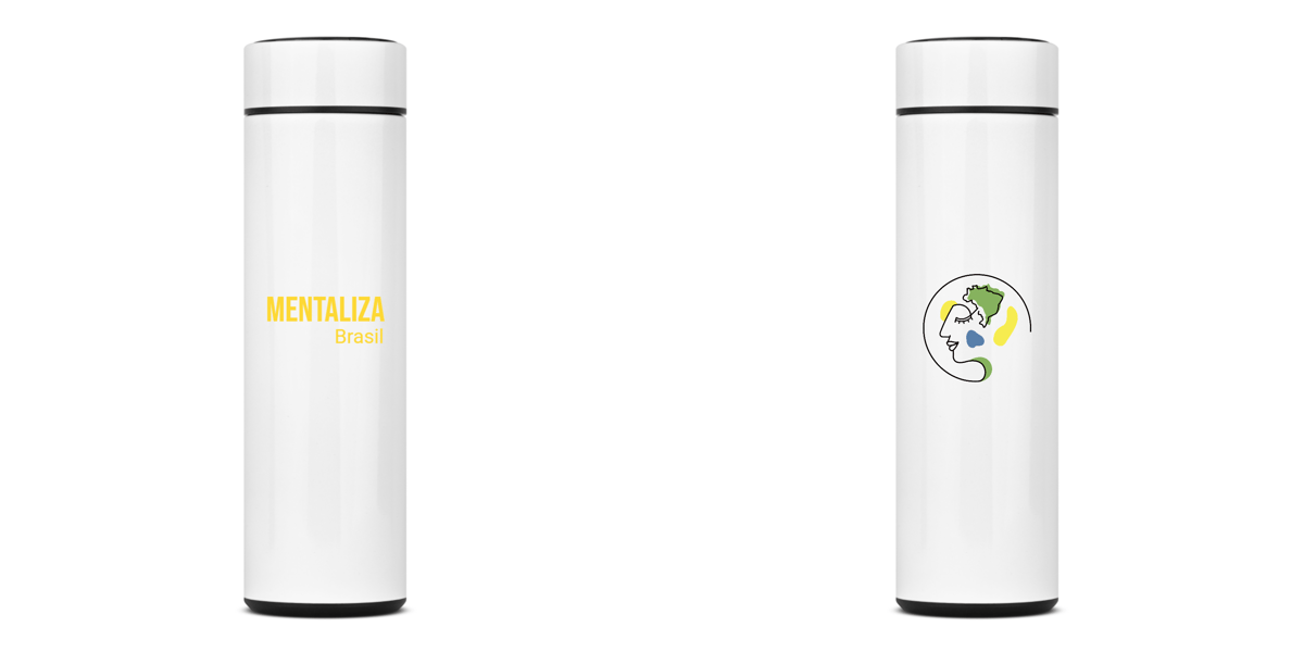 Nome do produto: Garrafa Térmica com logo - Mentaliza amarelo