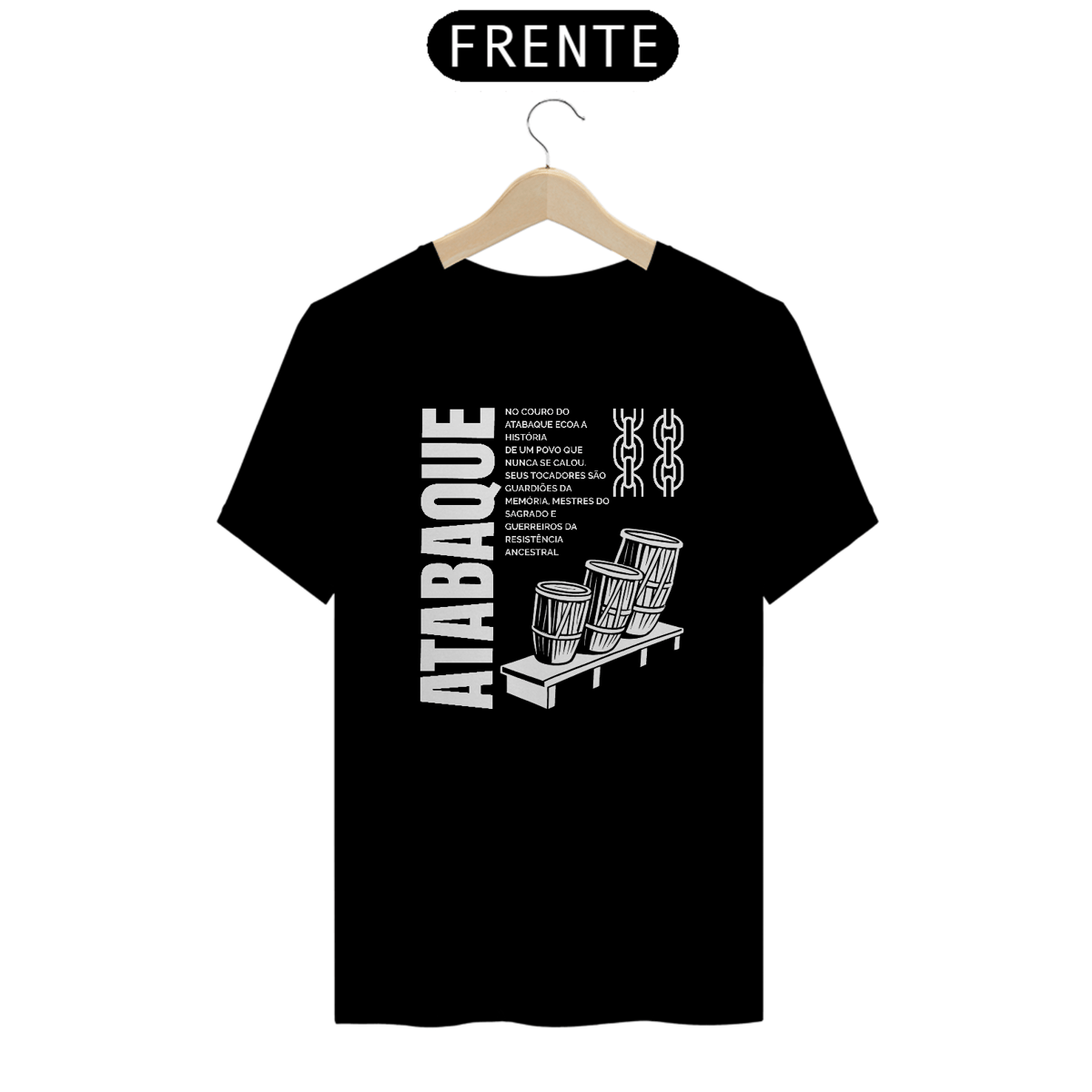 Nome do produto: Camiseta Preta - Atabaque (cores)