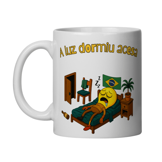 Caneca A luz dormiu acesa