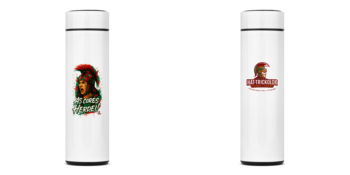 Nome do produto: Garrafa Térmica 400ml As Cores Que Herdei Guerreira Hat-Trickolor | Fluminense