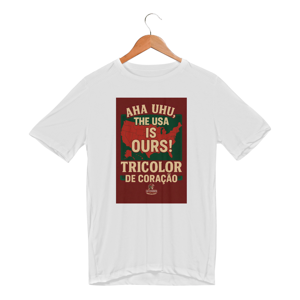 Nome do produto: Camisa Unissex Dryfit UV The USA Is Ours Hat-Trickolor | Fluminense