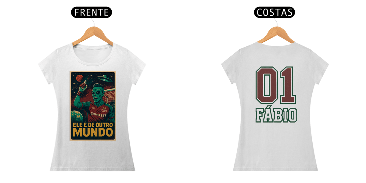 Nome do produto: Camisa Feminina Baby Long Fábio De Outro Mundo Hat-Trickolor | Fluminense