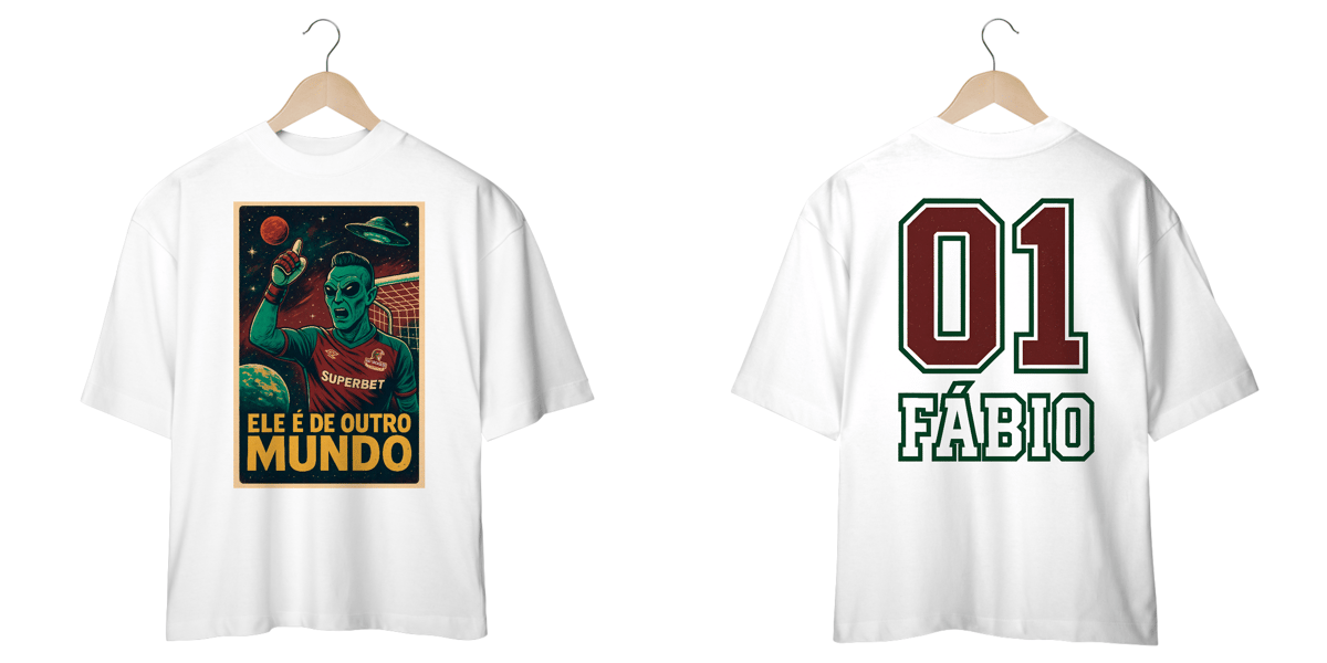 Nome do produto: Camisa Oversized Unissex Camisa Dry Fit Unissex Fábio De Outro Mundo Hat-Trickolor | Fluminense