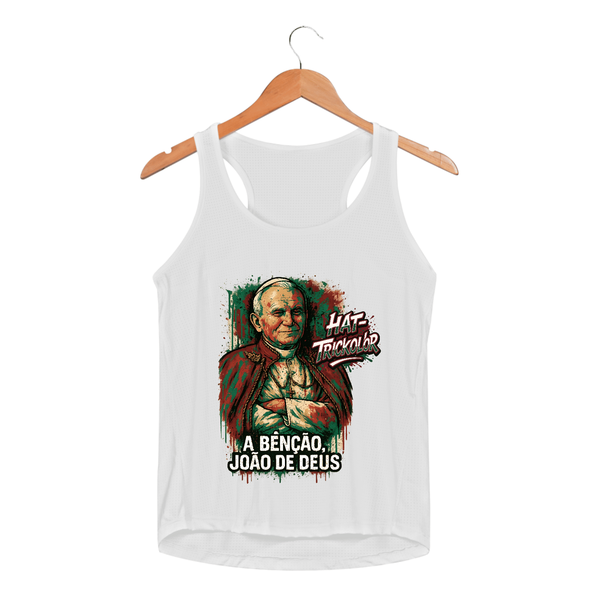 Nome do produto: Regata Dry Fit Feminina João de Deus Hat-Trickolor | Fluminense