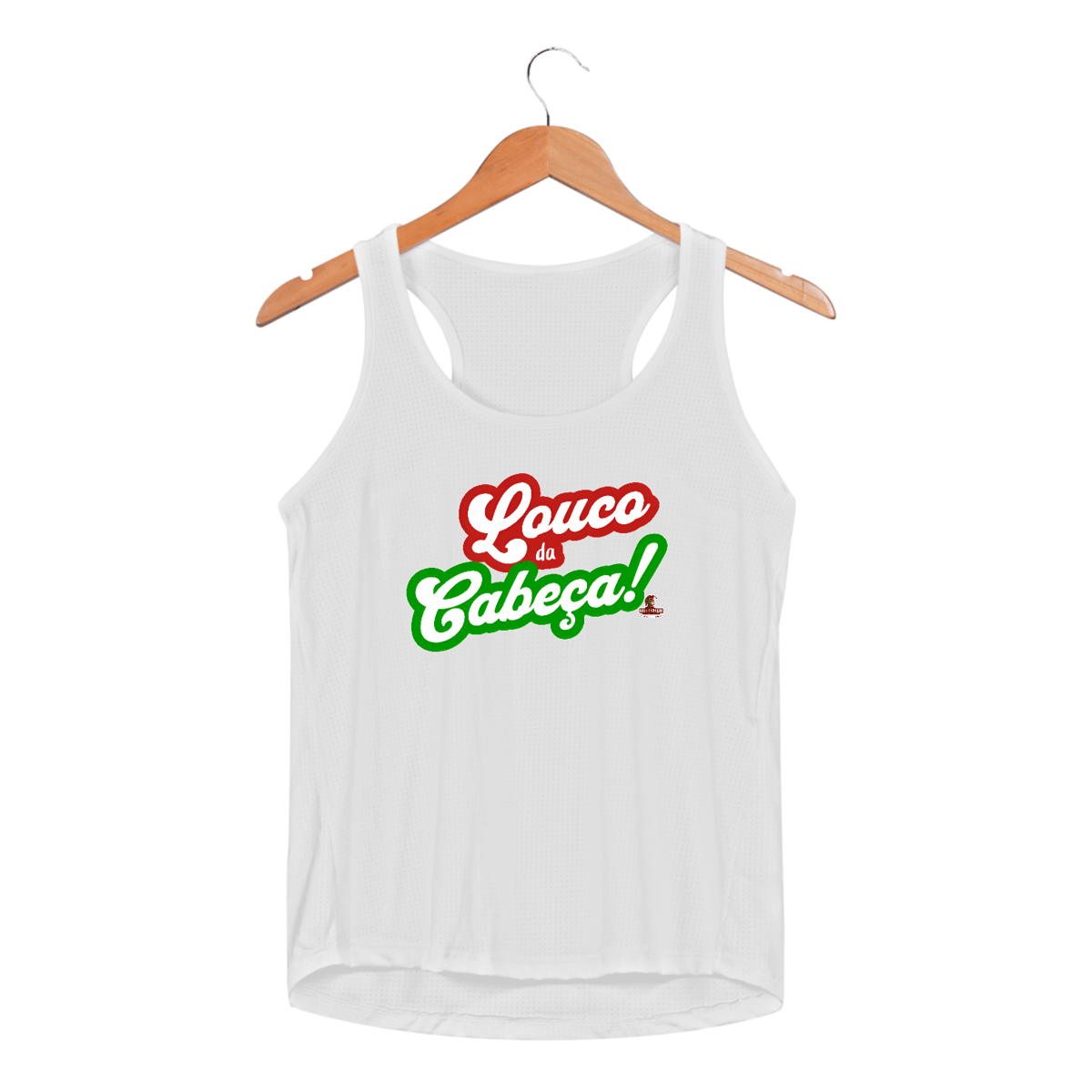 Nome do produto: Regata Dry Fit Feminina Louco da Cabeça Hat-Trickolor | Fluminense 