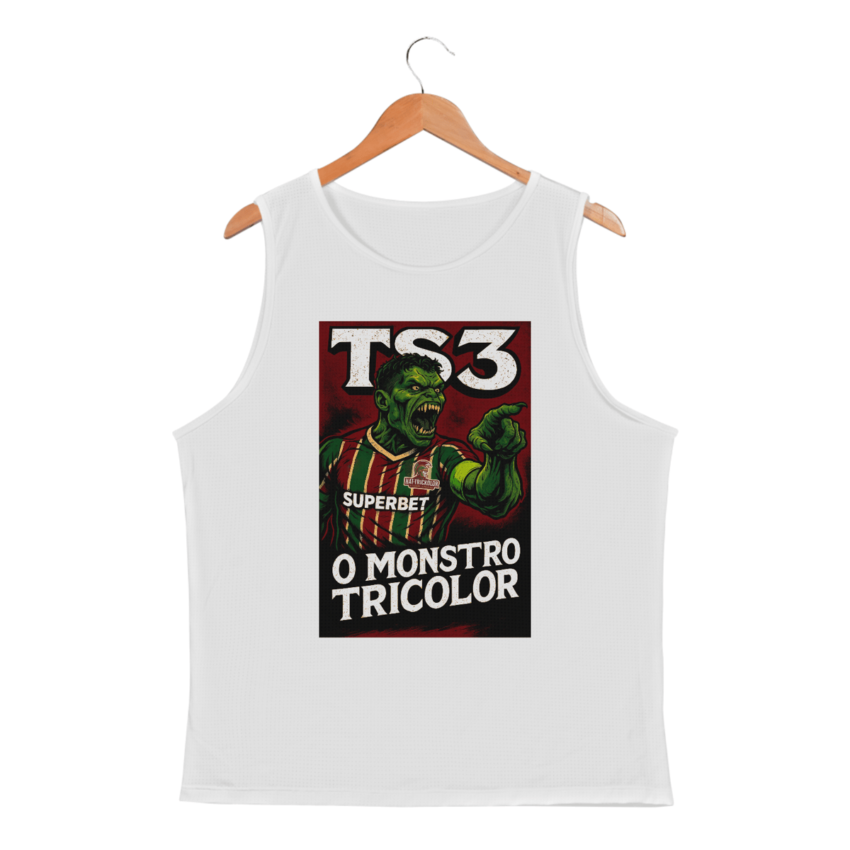 Nome do produto: Regata Dry Fit Masculin TS3 O Monstro Hat-Trickolor | Fluminense