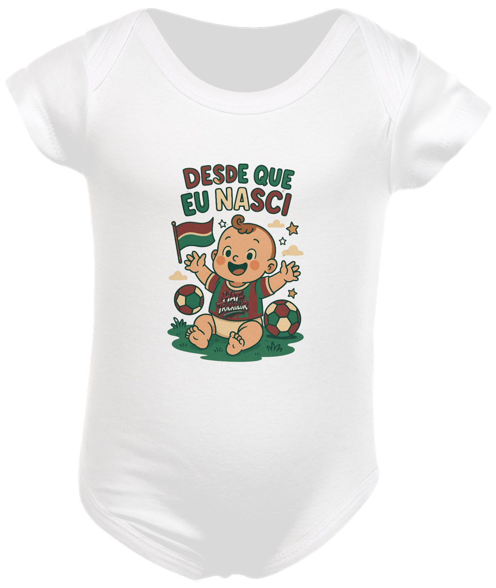 Nome do produto: Body Baby Unissex Desde Que eu Nasci 1 Hat-Trickolor | Fluminense