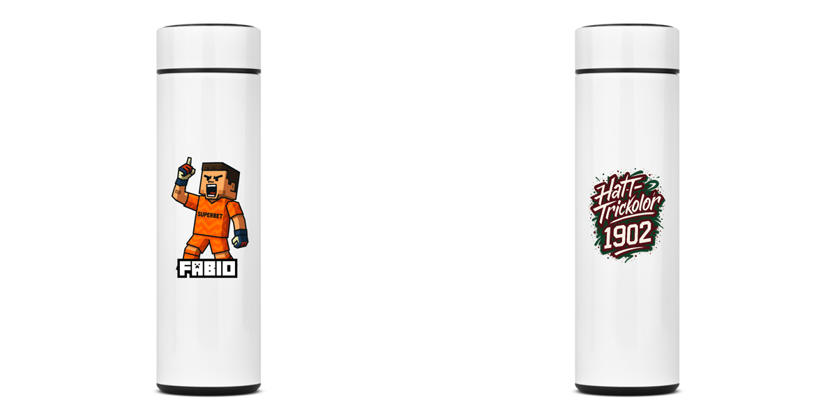 Nome do produto: Garrafa Térmica 400ml Fábio Minecraft Hat-Trickolor | Fluminense