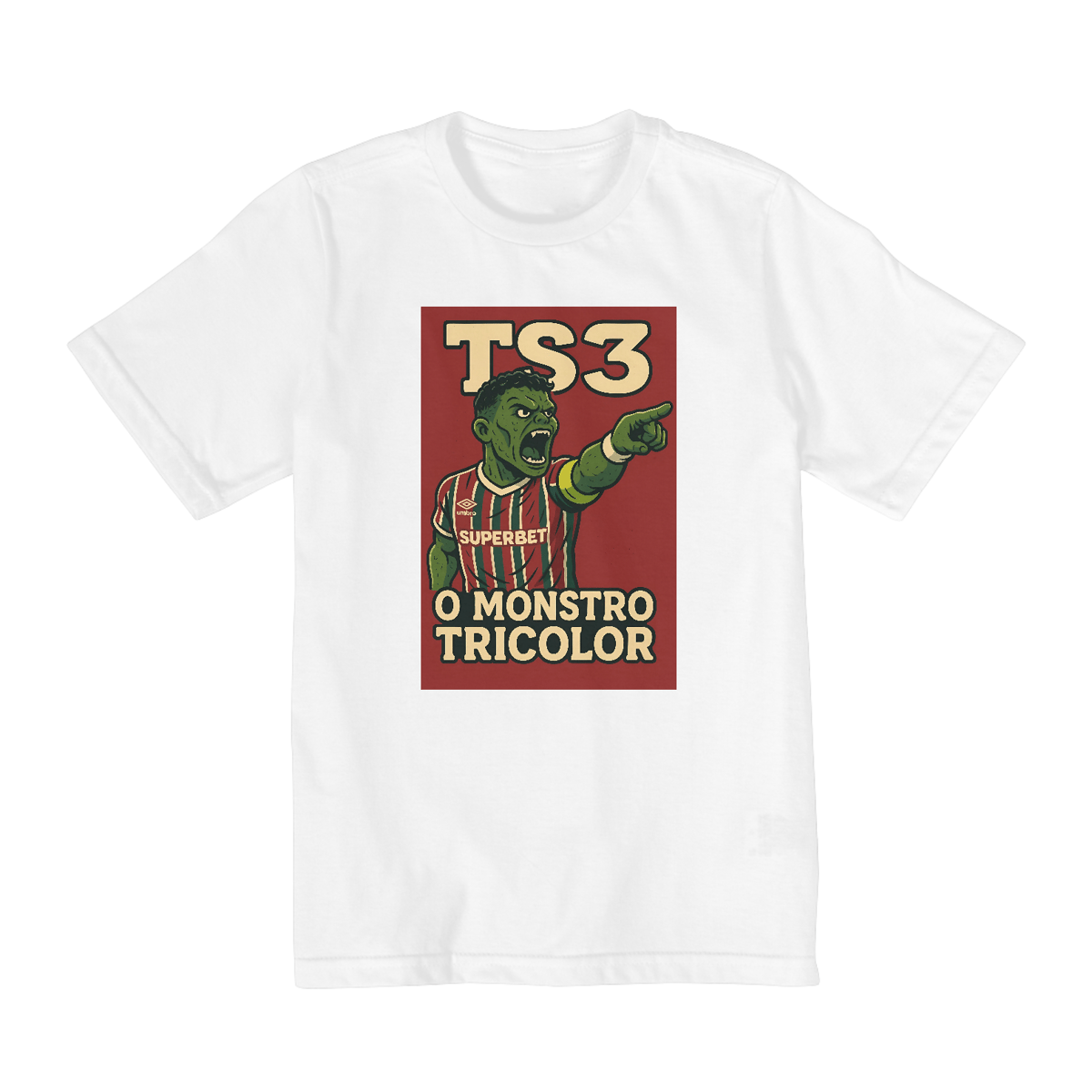 Nome do produto: Camisa Infantil Unissex TS3 O Monstro Hat-Trickolor | Fluminense