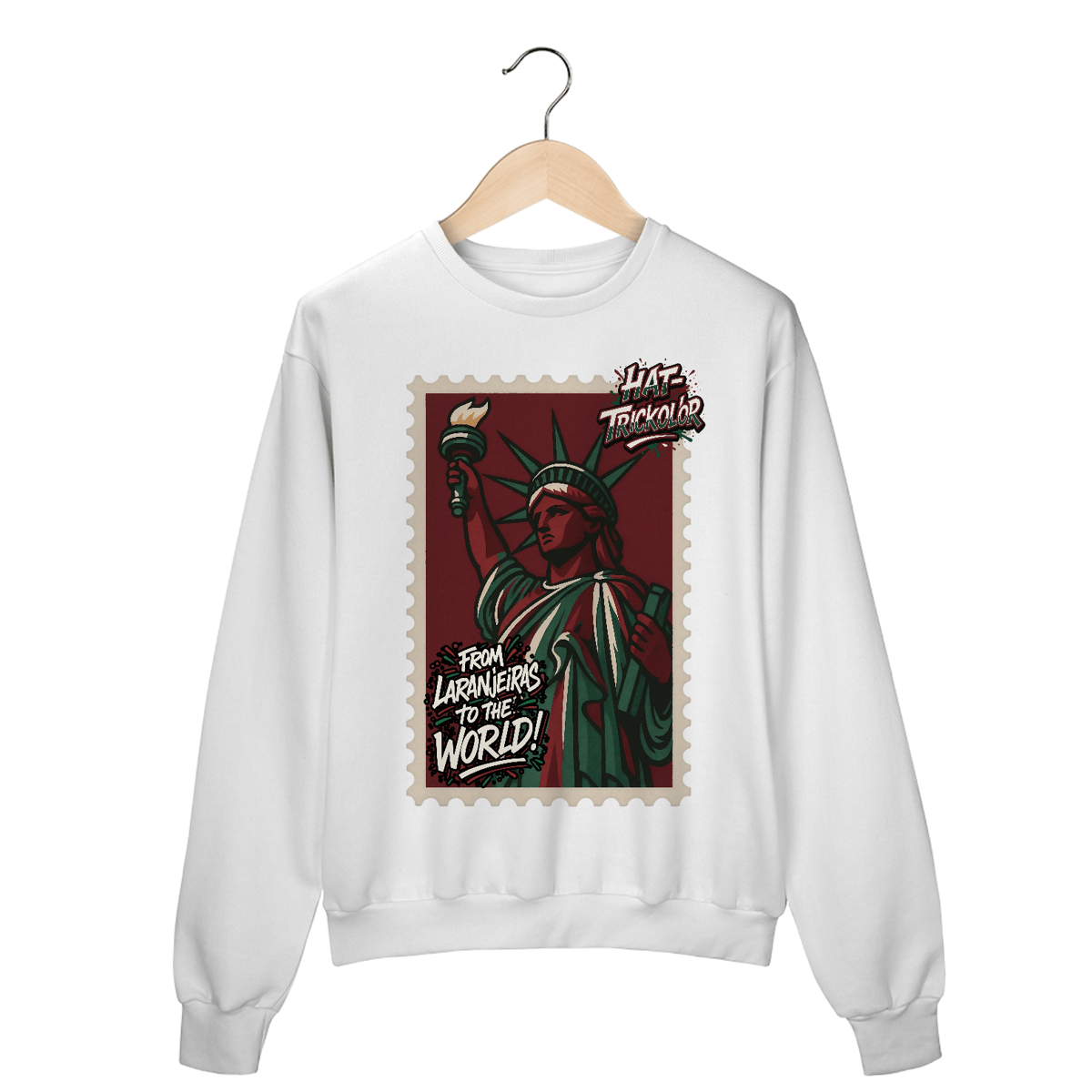 Nome do produto: Moletom Unissex From Laranjeiras To The World Hat-Trickolor | Fluminense