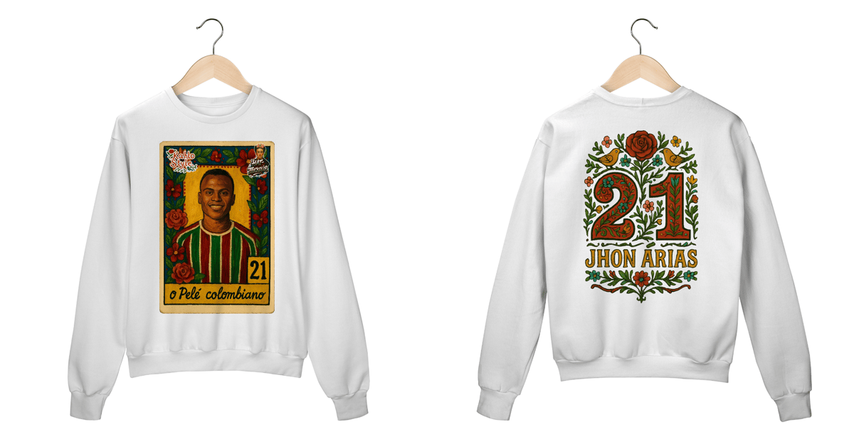 Nome do produto: Moletom Unissex Pelé Colombiano Kahlo Style Hat-Trickolor | Fluminense