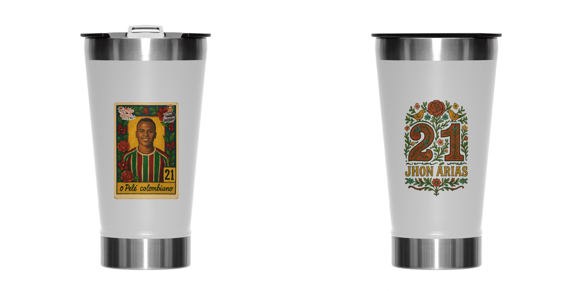 Nome do produto: Copo Térmico 473ml Pelé Colombiano Kahlo Style Hat-Trickolor | Fluminense