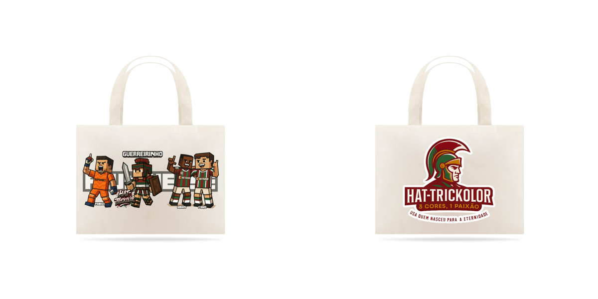 Nome do produto: Ecobag Guerreirinho e Jogadores Minecraft Hat-Trickolor | Fluminense