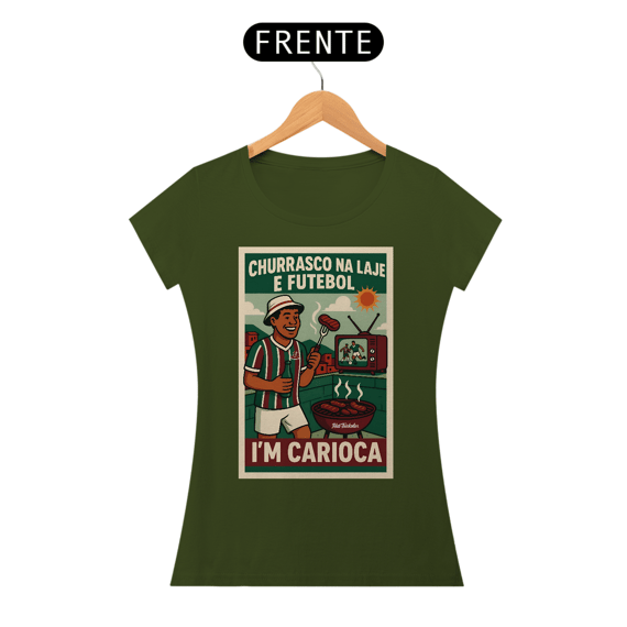 Camisa Feminina Baby Long Churrasco e Futebol Hat-Trickolor | Fluminense