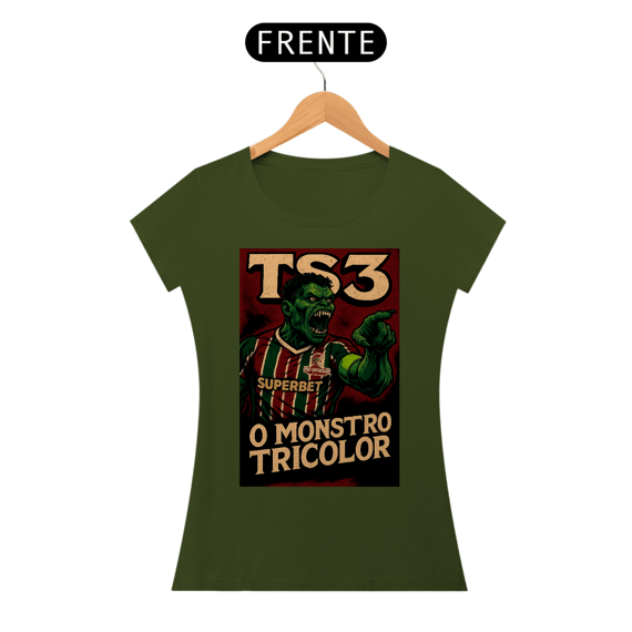 Camisa Baby Long Feminina TS3 O Monstro Hat-Trickolor | Fluminense